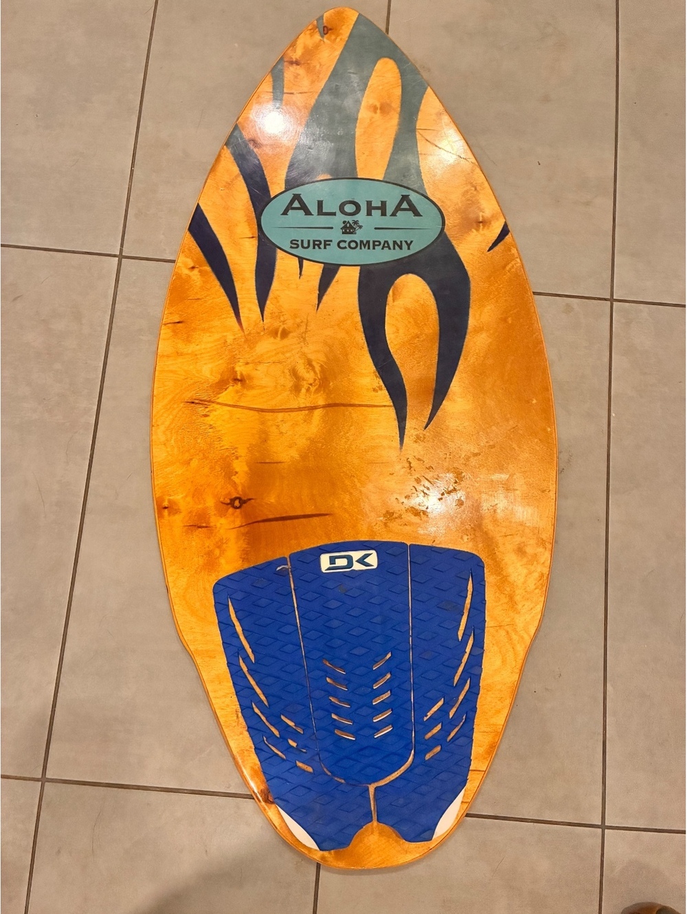 Aloha Surf Company Wooden Skimboard with Blue Traction Pad